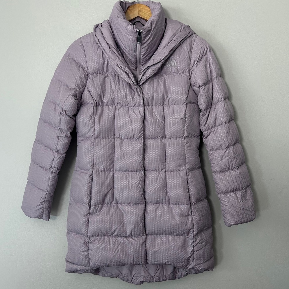 The North Face Puffer Parka Womens S Lavender 550 Down Honeycomb Textured Jacket